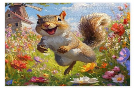 Spring Squirrel Jigsaw Puzzles for Adults 10000 Pieces Country Garden Animal Wooden Puzzles Fun Flower Farm Pattern Decorations for Home Entertainment