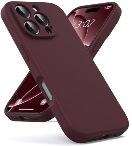 Oududianzi - Cover per iPhone 16 Pro Silicone Liquido Case, Bordeaux