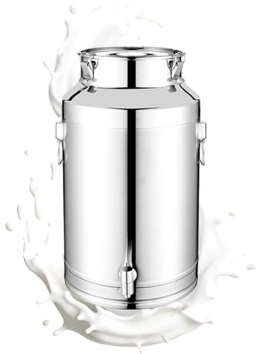 qokeeu Stainless Steel Wine Storage Barrel Capacity Farm Milk Jugs 5L 9L 14L Stainless Steel Wine Bucket Milk Jug Bucket with Lid Oil Canister for Outdoor Use - For Beer Food Flour Coffee Sugar