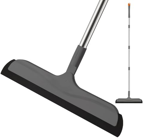 Mitclear Floor Squeegee Mop for Wet Room, Shower Sweeper Long Handle 50IN | Flexi Edge Foam Blade, Squidgy Shower Cleaner Scraper, Extendable Squeegees Broom, Water Wiper for Bathroom Kitchen Pet Hair