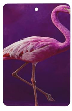 Pink Flamingo On Deep Velvet Violet Car Air Fresheners 4 Pcs Hanging Scented Cards Fragrance Scented Cards For Car Aromatherapy Tablets