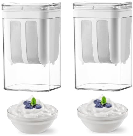 lomonmen 2 Piezas Colador de Yogur Griego Colador para Yogurtera de Malla Fina Filtro Yogur Griego 1800 ml para hacer salsa leche de nuez (2Blanco 1800ML)
