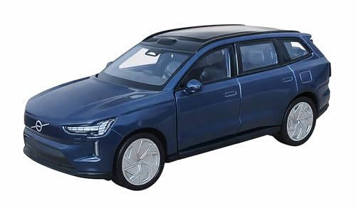 Volvo EX90 Modellauto aus Metall 12cm mit Rückzug Welly Modell Auto Spielzeugauto Spielzeug Geschenk 3-Varianten 33 (Blau-Metallic)