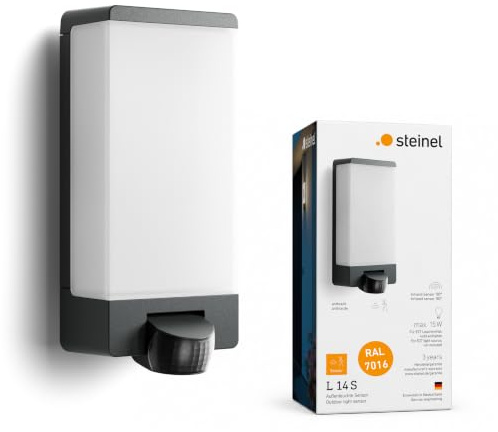 Steinel Außenleuchte L 14 S Anthrazit, E27 Fassung | für max. 15 W LED, mit Bewegungsmelder