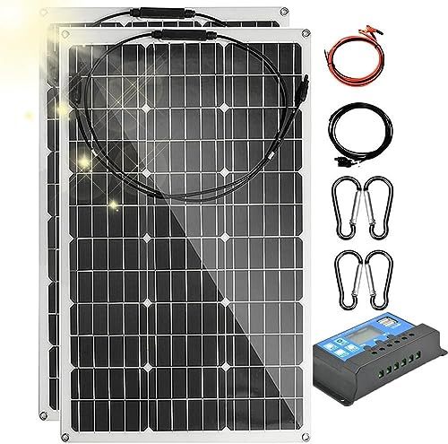 Panneau Solaire 150w/300w, Module Photovoltaïque Monocristallin Flexible, avec Contrôleur 40a/Chargeur De Panneau Solaire De Sortie USB, pour Garage, Camping-Car, Campin, 40acontroller, 300W