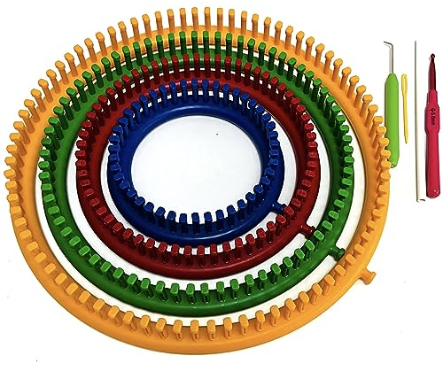 KnitUK Round Knitting Loom Set of 4 looms with pegs all fitted.