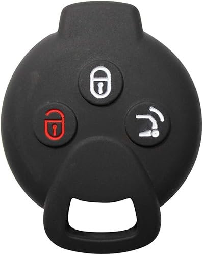 Cover Guscio Chiave Compatibile Con Smart 451 Fortwo Forfour Silicone Gomma 2 Tasti Portachiavi Custodia Morbido Protezione Telecomando (Nero)