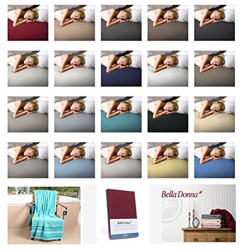 Bella Donna Jersey Spannbettlaken mit GRATIS Saunatuch in 140x200 cm bis 160x220 cm Farbe: 0507-marine