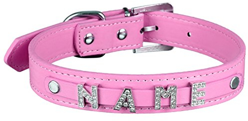 Scarlet pet | Hundehalsband »My-Name« inkl. 5 Strass-Buchstaben; mit Namen ihres Hundes personalisierbar; zusätzliche Buchstaben bestellbar (M: 38 cm, Pink)
