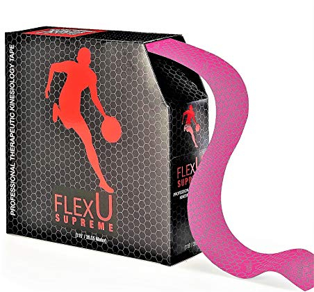 FLEXU Nastro kinesiologico Nuovo e Migliorato Super-Saver Bulk Pack 140 Pre-Tagliato a Forma di I 5 x 25 cm. Grado Professionale, ipoallergenico (Rosa)