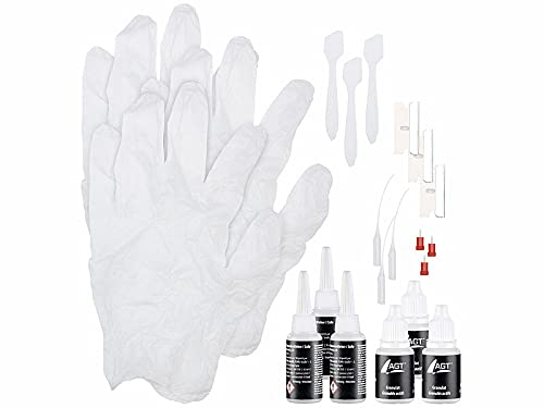 AGT Schweißnaht-Kleber: 3er-Reparatur-Set aus Sekundenkleber & transparentem Granulat, je 10ml (Granulat-Kleber Kunststoff, Schnellkleber, LED Flaschen)
