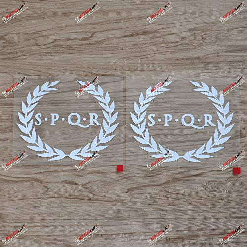 2er-Set Weiß, 15,2 cm SPQR Banner des antiken Rom Decal-Aufkleber, Auto-Vinyl, römisch, ohne Hintergrund