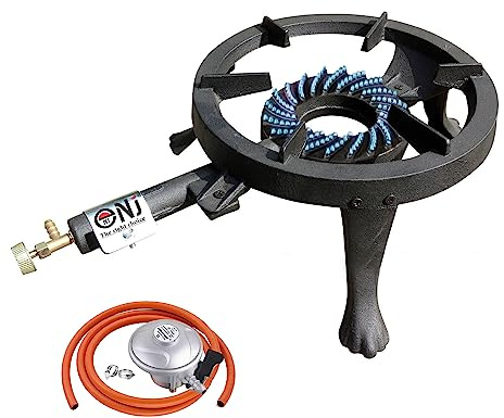 NJ GB-24 Gas Boiling Ring Cast Iron Burner Large Cooker LPG Stove Outdoor 8kW (Butane 21mm Clip-on)