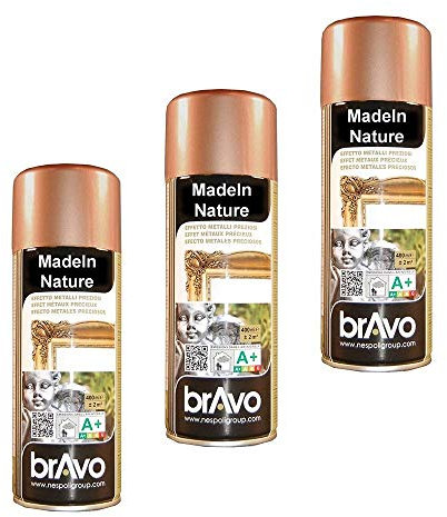 Lot de 3 Bombes de Peinture, Spray Peinture Effet déco, Intérieur et Extérieur, 400 ml, de MadeInNature (Effet cuivre 180026 lot de 3)