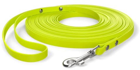 15m Schleppleine, Hundeleine, Handschlaufe, Neon-Gelb, extra schmal, schmutz- und wasserabweisend