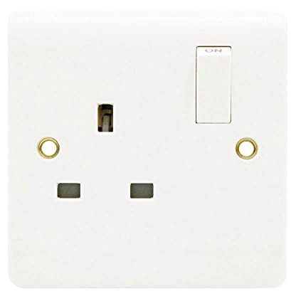 Bodyplus 13A 1 Gang Double Pole Switch Socket Square Round Edge Electric | White finish with Durable Concealing Screw Fixings Caps provides a neat appearance and secure installation for everyday use