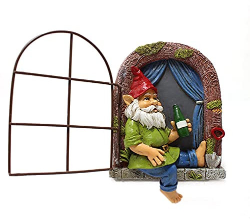 fdsfd Garden Statue Elf Out The Door Tree Hugger Drinking Beer Statue Tree Decorations Garden Gnomes Home Window Figurine For Trees Yard Garden Sculpture Decoration