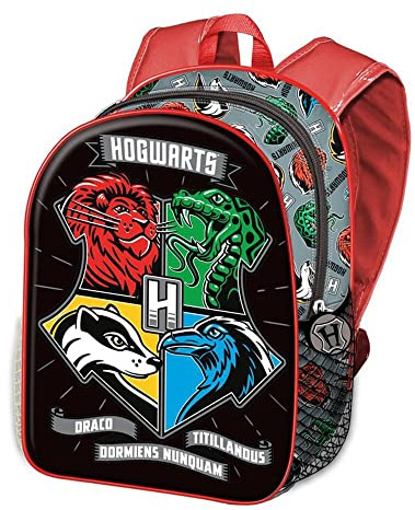 Harry Potter-Mochila 3D Pequeña, 26 x 31 cm, Capacidad 8,5 L, Negro Dark Shield