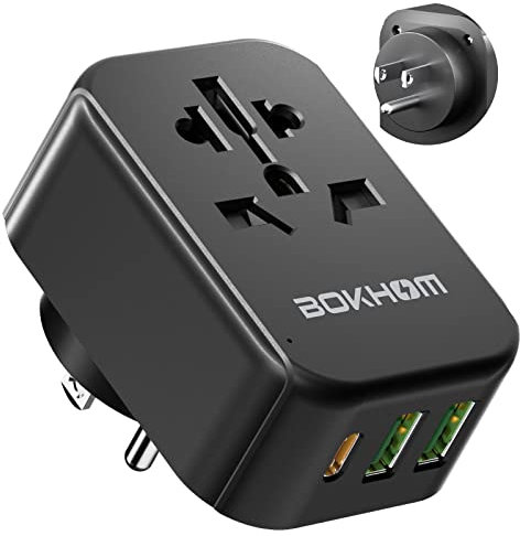 UK to US Travel Adapter with USB, UK to USA Plug Adapter (2 USB -A & 1 Type-C) American Travel Plug Adapter UK to US, USA Canada Korea Thailand Mexico and More (Type B)