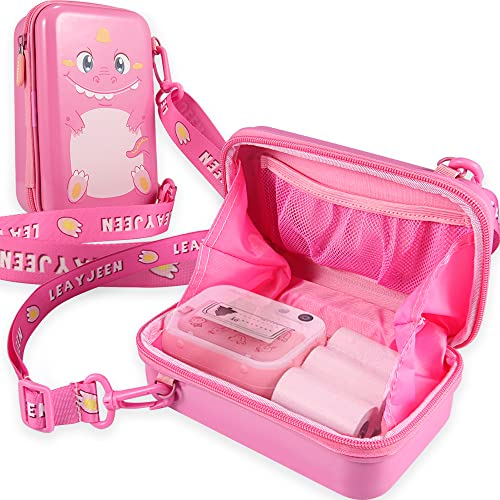 Leayjeen Étui pour Appareil Photo instantané Compatible avec uleway/MINIBEAR/Gofunly/GKTZ/Hangrui et Papier d'impression, Cadeaux Jouets pour Les Enfants de Noël (étui Uniquement) Rose