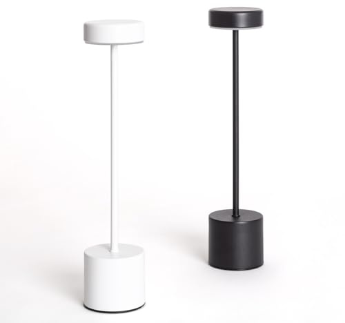 LEDKIA LIGHTING - Tragbare LED-Tischlampe 2W | Wiederaufladbarer USB-Akku | Modernes Design | Lichtstrom 80 lm | Metallstruktur | Für Wohnzimmer & Küche, Weiß, Metall