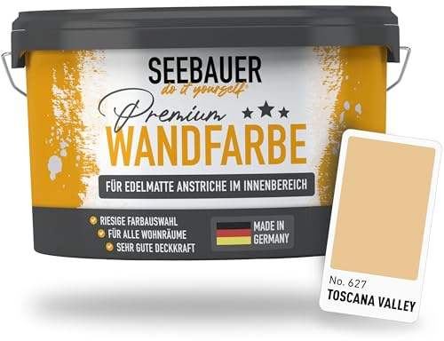 SEEBAUER diy Peinture murale marron pour intérieur (No. 627 Toscana Valley 10,0 Litre) Tons marron haute opacité