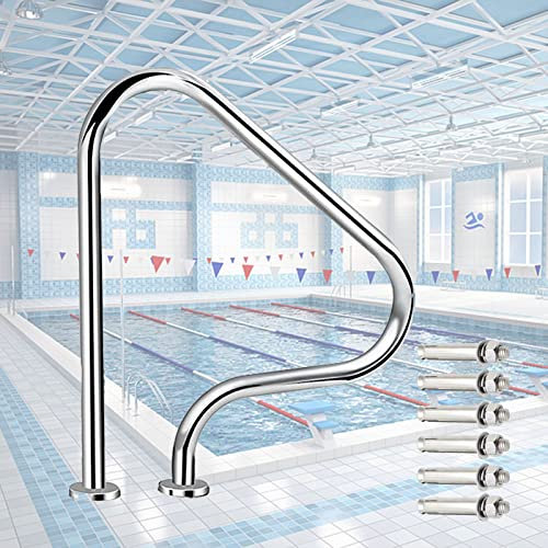 WORDFUN 1 Pezzi Corrimano per Piscina in Acciaio Inox, Corrimano per Scale per Piscina, Corrimano per Montaggio Facile, Ringhiera di Sicurezza, Antiruggine, Binario per Maniglione, con Viti