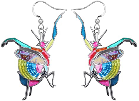 DALANE Emaille Legierung Neuheit Gottesanbeterin Ohrringe Baumeln Insekten Schmuck Charms Geschenke für Damen Mädchen (Multi)