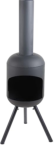 Bussandri Exclusive - Gartenkamin mit BBQ-Grill Fuego Groß Schwarz