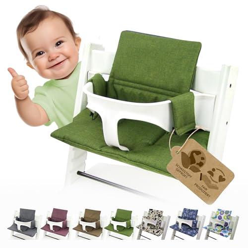 Sitzkissen Ersatzbezug Bezug Kissen-Set Sitzverkleinerer kompatibel mit Stokke Tripp Trapp für Hochstuhl-Kinderstuhl Mod. 2 (org.dunkelgrün)