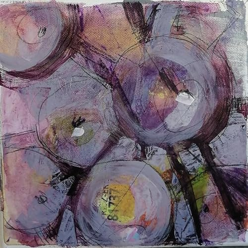 Äpfel violett Mini Original Acryl Bild auf Leinwand 20x20cm figurative Malerei Wanddeko Küche