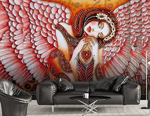 Fototapete 3D Effekt Engel Flügel Schriftzeichen Tapeten 3D Effekt Vliestapete Wohnzimmer Schlafzimmer Wandbilder Wanddeko