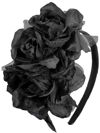 NEU Haarreif mit schwarzen Rosen und Glitter