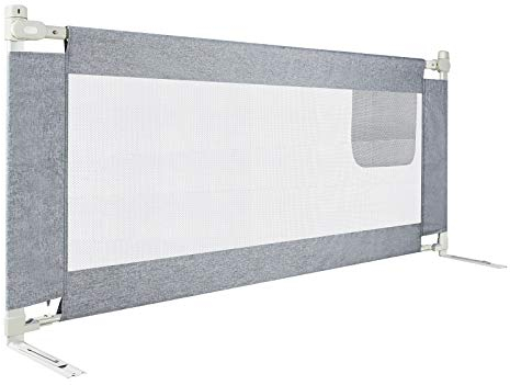 VA-Cerulean Barrera para cama de 150 cm, altura ajustable, para levantar verticalmente, protección de seguridad contra caídas para niños pequeños y bebés, color gris