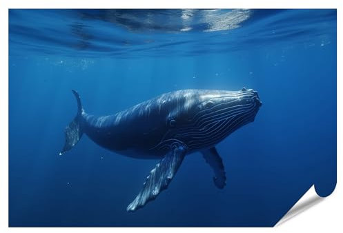 islandburner XXL Bild Poster Buckelwal Spielt Nahe Der Oberfläche Blaues Wasser Baby Premium Bilder Fotodruck