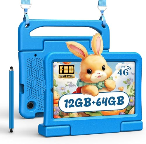 ALLDOCUBE KizPad Pro 8,4 Zoll Kinder Tablet Android 13, 12(4+8)GB RAM 64GB ROM/512GB TF, Kids Tablet Octa-Core FHD 1920*1200 mit Stift, Schulterriemen, AR-Tierkarte, 4G LTE, 4000mAh, Kindersicherung