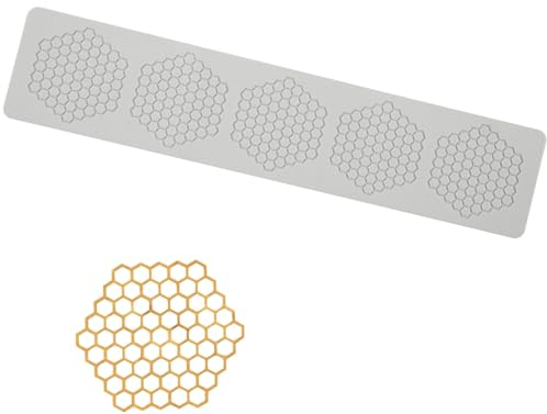 Zfseyuh Kuchen Fondant Form,Wabenform Prägienmatten,Kuchen-Spitze-Form für Kuchendekoration,Schokolade,Mousse,Fondant(5 Löcher Hexagon Honeycomb)