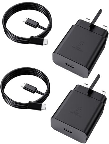 Super Fast Charger USB C (2 PACK) 45W Fast Charger Block for Samsung Galaxy S25 S24 S23 S22 S21 S20 Ultra,A54,A53,A33,PD 3.0 USB C Plug and 1.8M C to C Charging Cable 5A