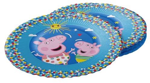 Party Factory `Peppa Pig´ 8x Pappteller, Einwegteller bunt, Ø23cm, Partyteller zum Kindergeburtstag, Mottoparty