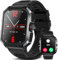 anyloop Smartwatch Herren mit Telefonfunktion, 1,85 Zoll 400mAh Militär Uhr IP68 Wasserdicht 120+ Sportmodi Sportuhr mit Pulsuhr, SpO2, Stresstest, Schlafmonitor für Android iOS, Schwarz