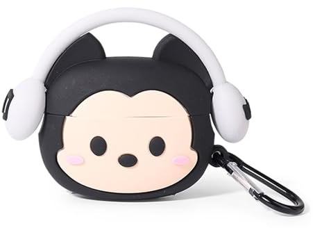 Viwind Graziosa custodia compatibile con AirPods 2 ° e 1 ° con moschettone portachiavi, divertente custodia protettiva 3D in morbido silicone antiurto per Airpod 1° 2° custodia con cuffie, Topolino
