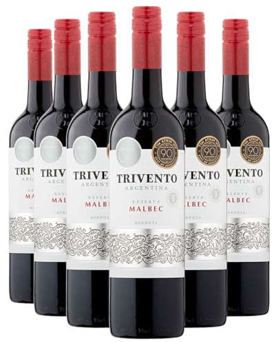 Malbec Red Wine Case - 6 x 75cl - Trivento Reserve,Argentina, Sweet & Velvety - Case of Six Bottles of Red Wines
