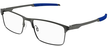 Puma Brille mit Sehstärke für Unisex optional mit Sonnenbrillentönung oder Blaulichtfilter, Rechteckig, gefertigt aus Metall, Modell: PU0415O (inklusive Brillenetui)