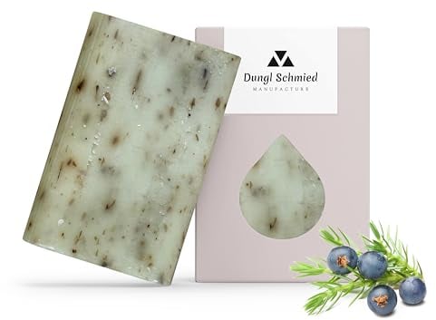 Dungl Schmied feste Seife Wacholder - Handmade Soap - Naturseife ohne Palmöl - Pflegeseife - Körperseife für alle Hauttypen - milde Peeling Seife handgemacht - Seifenstück mit natürlichem Duft