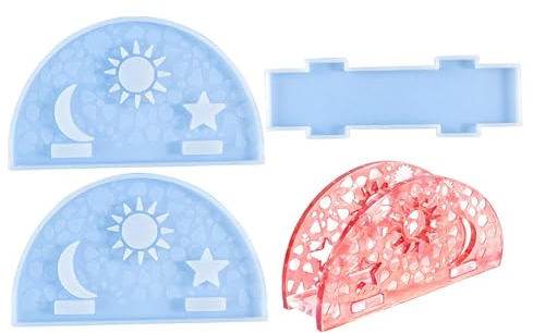 Serviettenhalterform für Epoxidharz, Serviettenhalterform - Taschentuchbox Silikonform,Stern-Mond-Muster-Serviettenhalter, Epoxidformen für Harzguss, DIY-Handwerk