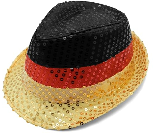 Think Jeck! Pailletten Hut EM & WM Trilby Glitzer Damen & Herren Deutschland Fanartikel