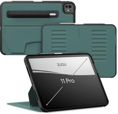 ZUGU CASE iPad Pro 11 Zoll Hülle (M4 / M5) 2024/2025 schlanke Schutzhülle 8 Winkel-Ständer magnetisch, Aufladen iPad Stiftes Auto Sleep/Wake Up [ Pro11 Kieferngrün ]