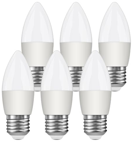 Ddlisu Edison E27 LED Screw Bulb, Large Screw 5W Energy Saving E27 Candle Light Bulbs, ES C37 Chandelier Light Bulbs, 450LM Warm White 2700K Lamps, Non-dimmable, Pack of 6