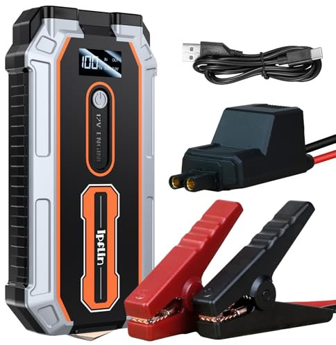 Ipflin jump starter power pack - 3000A Peak 18000mAh Portable Car Battery Jump Starter for Up to 6.5L Gas & 3.5L Diesel Engines,USB-C Ports, LCD Display Dark Orange