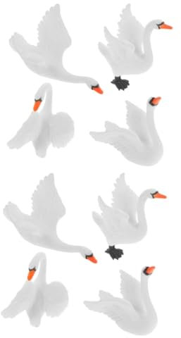 UPKOCH 8pcs Miniature Swan Figurines Cute Animal Ornaments for Desktop and Flowerpot Decoration Realistic Garden Decor for